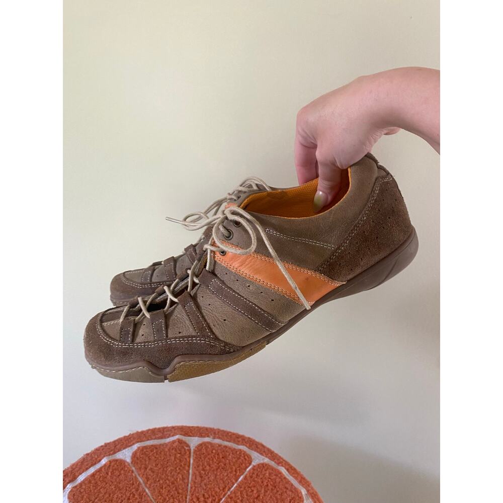RARE Vintage Kenneth Cole Mens Sneaker Sz 10.5 Brown Orange Leather Shoes Y2K